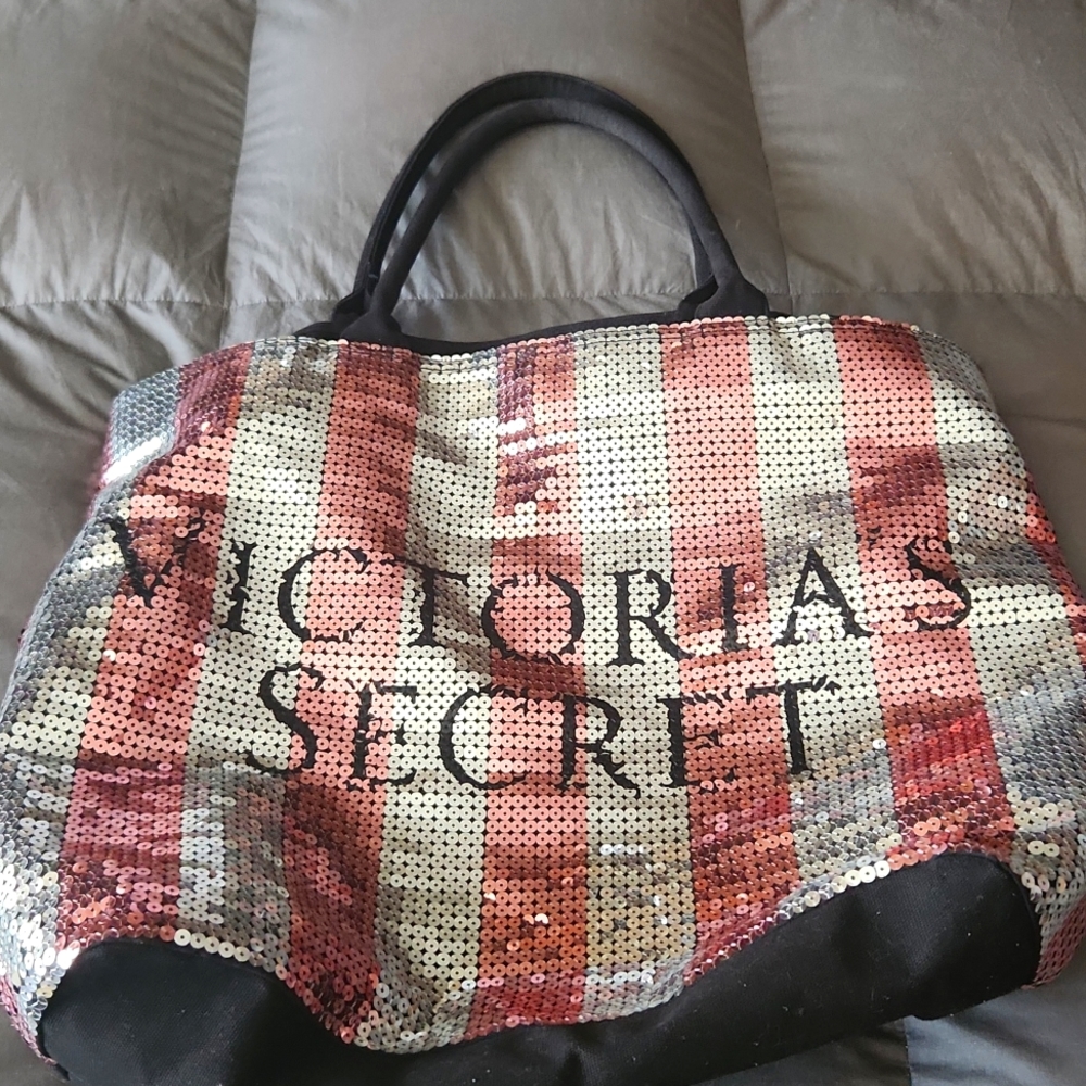 Victoria Secret Bag Pink and Silver Sequined